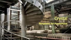  Presentation with factory machine - Presentation featuring old machine - stair of circle in abandoned background and a tawny brown colored foreground