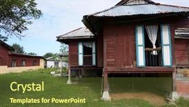  Presentation with old house - Colorful PPT theme enhanced with old malay house at rural backdrop and a tawny brown colored foreground