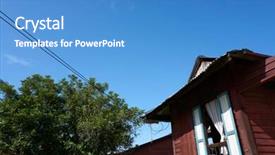  Presentation with rural housing - Beautiful slide deck featuring old malay house at rural backdrop and a teal colored foreground