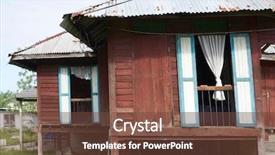 Presentation with old house - PPT theme with old malay house at rural background and a tawny brown colored foreground