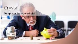  Presentation with accountant - PPT theme featuring old-male-accountant-in-budget background and a lemonade colored foreground