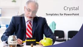  Presentation with accountant - Amazing presentation theme having old-male-accountant-in-budget backdrop and a light gray colored foreground