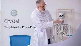  Presentation with old anatomy - Audience pleasing presentation theme consisting of old-male-anatomy-teacher-demonstrating backdrop and a lemonade colored foreground