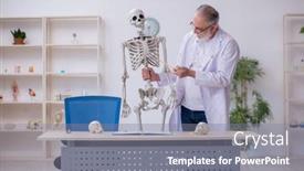  Presentation with old anatomy - Presentation theme consisting of old-male-anatomy-teacher-demonstrating background and a gray colored foreground