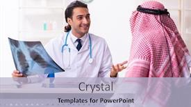  Presentation with old young - Audience pleasing slide set consisting of old-male-arab-visiting-young backdrop and a light blue colored foreground