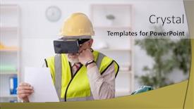  Presentation with virtual workplace - Slide set enhanced with old-male-architect-enjoying-virtual background and a  colored foreground