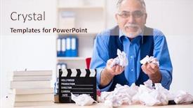  Presentation with writing - Audience pleasing theme consisting of old-male-author-writing-screenplay backdrop and a lemonade colored foreground