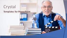  Presentation with writing - Slide set featuring old-male-author-writing-screenplay background and a lemonade colored foreground