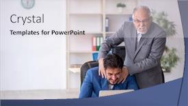  Presentation with old young - Theme enhanced with old-male-boss-and-young background and a sky blue colored foreground