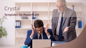  Presentation with old young - Slide deck having old-male-boss-and-young background and a lemonade colored foreground