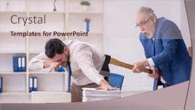  Presentation with old young - PPT layouts having old-male-boss-and-young background and a lemonade colored foreground