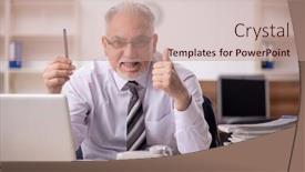  Presentation with employee - Slide set featuring old-male-boss-employee-working background and a  colored foreground