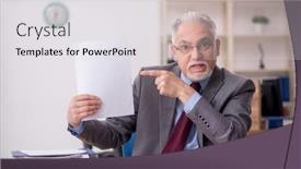  Presentation with employee - Slides enhanced with old-male-boss-employee-working background and a  colored foreground