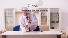  Presentation with employee retirement - PPT theme consisting of old-male-boss-employee background and a sky blue colored foreground