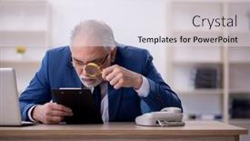  Presentation with workplace - PPT layouts featuring old-male-boss-working background and a sky blue colored foreground