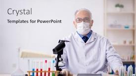  Presentation with drugs - Presentation with old-male-chemist-in-drugs background and a white colored foreground
