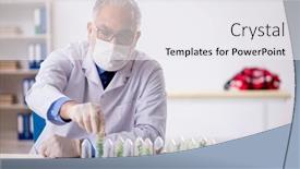  Presentation with drugs - PPT theme enhanced with old-male-chemist-in-drugs background and a white colored foreground