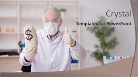  Presentation with chemist - Slide set featuring old-male-chemist-in-remuneration background and a light gray colored foreground