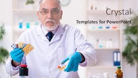  Presentation with chemist - PPT layouts enhanced with old-male-chemist-working background and a soft green colored foreground