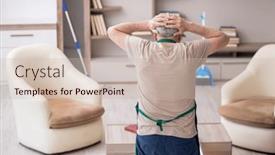  Presentation with contractor - Presentation design consisting of old-male-contractor-cleaning background and a soft green colored foreground