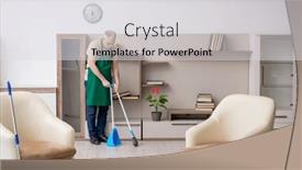  Presentation with contractor - Presentation design featuring old-male-contractor-cleaning background and a light gray colored foreground