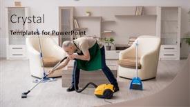  Presentation with contractor - Slide set enhanced with old-male-contractor-cleaning background and a light gray colored foreground