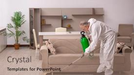  Presentation with pest control - Theme with old-male-contractor-doing-pest background and a coral colored foreground