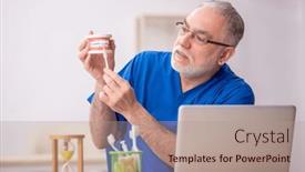  Presentation with clinic - Slide set featuring old-male-dentist-working background and a coral colored foreground