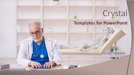  Presentation with skeleton - Presentation theme featuring old-male-doctor-and-skeleton background and a lemonade colored foreground