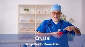  Presentation with cardiologist - Slides consisting of old-male-doctor-cardiologist-working background and a ocean colored foreground