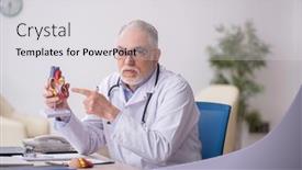  Presentation with cardiologist - Presentation theme enhanced with old-male-doctor-cardiologist-working background and a light gray colored foreground