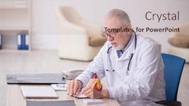  Presentation with cardiologist - Presentation design with old-male-doctor-cardiologist-working background and a soft green colored foreground