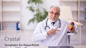  Presentation with cardiologist - Slide set having old-male-doctor-cardiologist-working background and a light blue colored foreground