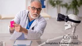  Presentation with skeleton - Slides with old-male-doctor-examining-skeleton background and a light gray colored foreground