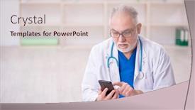  Presentation with telemedicine - Slide set consisting of old-male-doctor-in-telemedicine background and a lemonade colored foreground