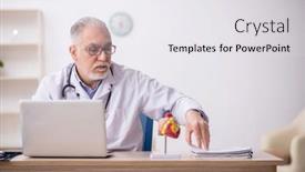  Presentation with telemedicine - Slide set featuring old-male-doctor-in-telemedicine background and a white colored foreground