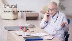  Presentation with telemedicine - Presentation having old-male-doctor-in-telemedicine background and a light gray colored foreground