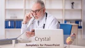  Presentation with telemedicine - PPT layouts featuring old-male-doctor-in-telemedicine background and a soft green colored foreground