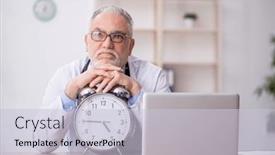  Presentation with time management - Slides featuring old-male-doctor-in-time background and a  colored foreground