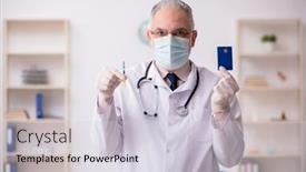  Presentation with vaccination - Presentation design having old-male-doctor-in-vaccination background and a lemonade colored foreground