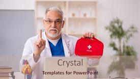  Presentation with paramedic - Slides consisting of old-male-doctor-paramedic-holding background and a soft green colored foreground