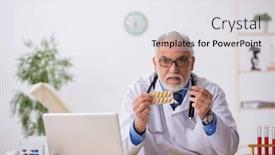  Presentation with male pharmacist - Slide deck consisting of old-male-doctor-pharmacist-working background and a white colored foreground