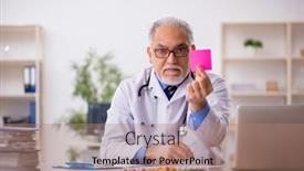  Presentation with male pharmacist - Slide set enhanced with old-male-doctor-pharmacist background and a coral colored foreground