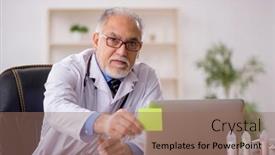  Presentation with male pharmacist - Presentation theme consisting of old-male-doctor-pharmacist background and a coral colored foreground