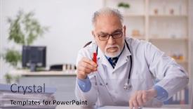  Presentation with male pharmacist - Presentation theme having old-male-doctor-pharmacist background and a light gray colored foreground