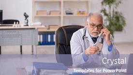  Presentation with male pharmacist - Slide deck having old-male-doctor-pharmacist background and a light blue colored foreground