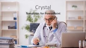  Presentation with male pharmacist - Presentation theme having old-male-doctor-pharmacist and a  colored foreground
