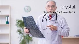  Presentation with radiologist - Colorful slide set enhanced with old-male-doctor-radiologist-working backdrop and a light gray colored foreground