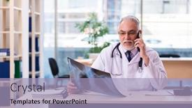  Presentation with radiologist - Colorful slide set enhanced with old-male-doctor-radiologist-working backdrop and a light blue colored foreground