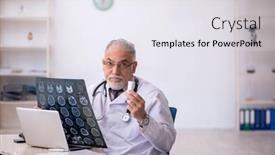  Presentation with radiologist - Presentation theme featuring old-male-doctor-radiologist-working background and a  colored foreground